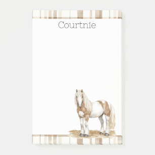Cowgirl Braun Kariert Streifen Pferd Post-it Klebezettel