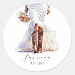 Cowgirl Bride Boots Wedding Gown Runder Aufkleber