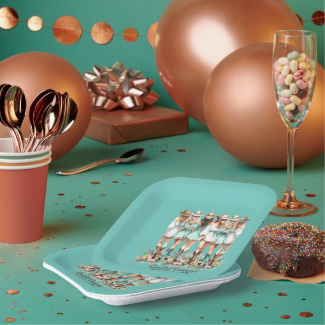 Cowgirl Bridesmaids an der Küste, 7 Zoll, Platz Pappteller (Multi)