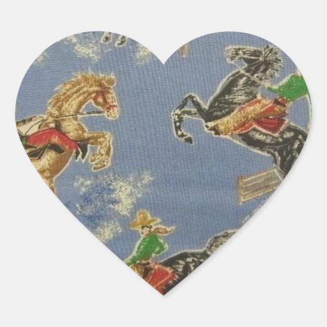 Cowgirl Bronc Rider Herz-Aufkleber (Vorderseite)