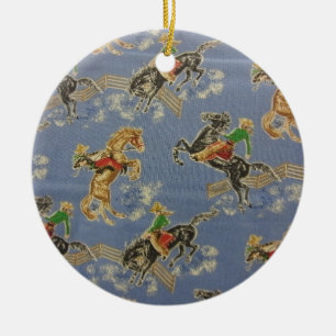 Cowgirl Bronc Rider Keramik Ornament