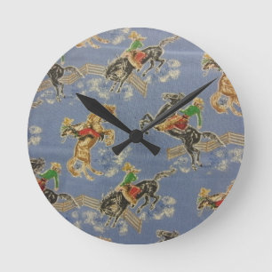 Cowgirl Bronc Rider Runde Wanduhr