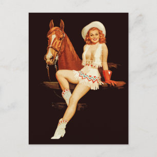 Cowgirl-Button Postkarte