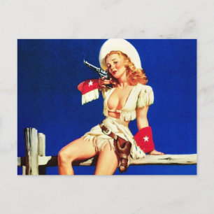 Cowgirl-Button Postkarte