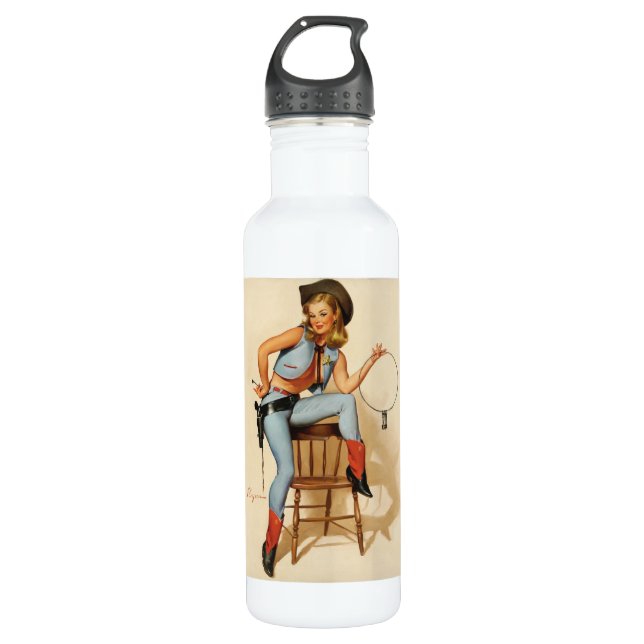 Cowgirl Button-up Girl Edelstahlflasche (Vorderseite)