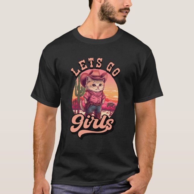 Cowgirl Cat Let's Go Girls Howdy Western Cowgirl T-Shirt (Vorderseite)