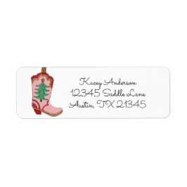 Cowgirl Christmas Boot Return Address Label