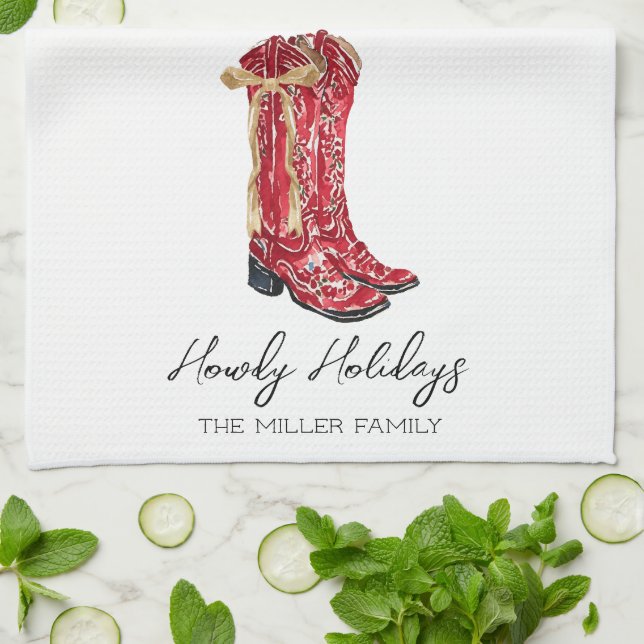 Cowgirl Christmas Geschirrtuch (Gefaltet)