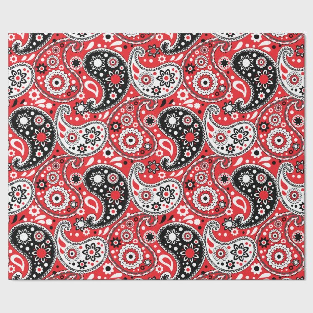Cowgirl Christmas Red Paisley Country Western Geschenkpapier (Saum)