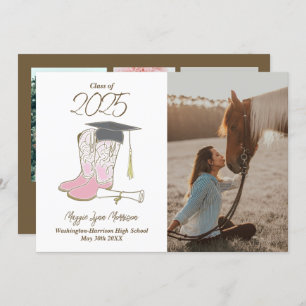 Cowgirl Country Foto Abschluss Ankündigung Rosa