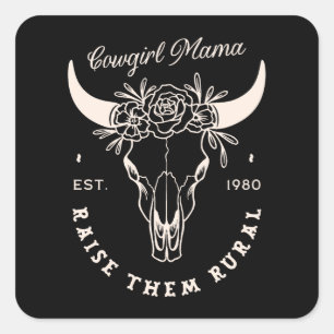 Cowgirl Country Mama Western ästhetische Zitate sc Quadratischer Aufkleber