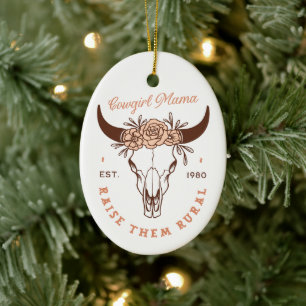 Cowgirl Country Mama Western Haustiere Bauernleben Keramik Ornament