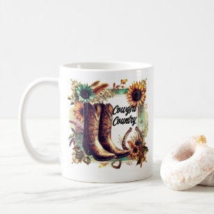 Cowgirl Country Sonnenblumen Stiefel Tasse  