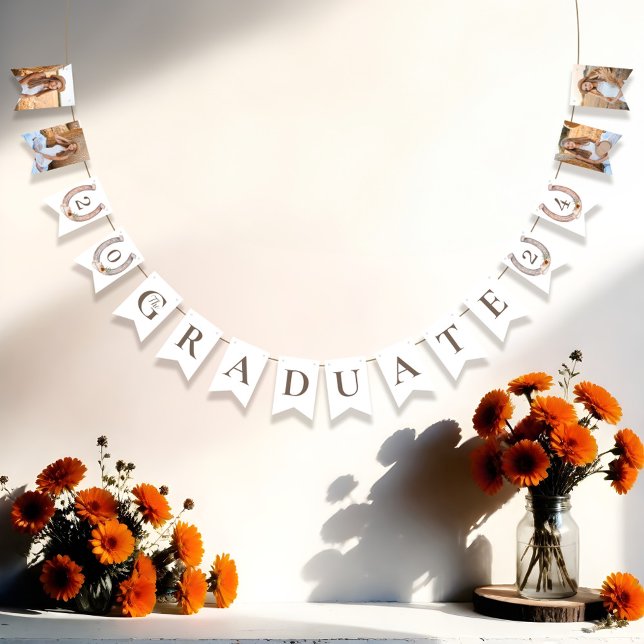 Cowgirl Country Western Foto Abschluss Wimpelkette (Cowgirl Country Western Photo Graduation Bunting Flags)