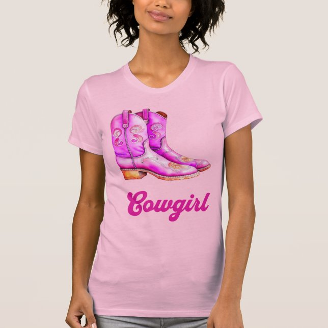Cowgirl Country Western Rodeo Pink Cowboy Boots T-Shirt (Vorderseite)