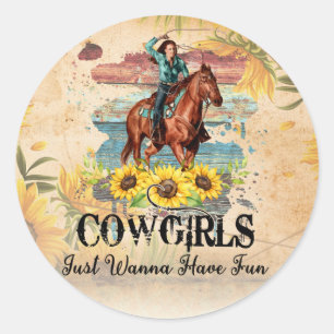 Cowgirl Country Western Runder Aufkleber