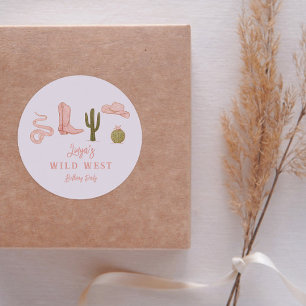 Cowgirl Country Wild West Geburtstagsparty Gefalle Runder Aufkleber