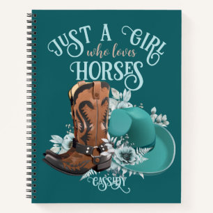 Cowgirl Cowboy Stiefel, dass Girl Liebe Pferde Nam Notizbuch