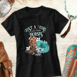 Cowgirl Cowboy Stiefel, dass Girl Liebe Pferde Nam T-Shirt