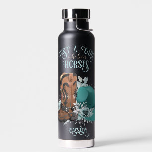Cowgirl Cowboy Stiefel, dass Girl Liebe Pferde Nam Trinkflasche