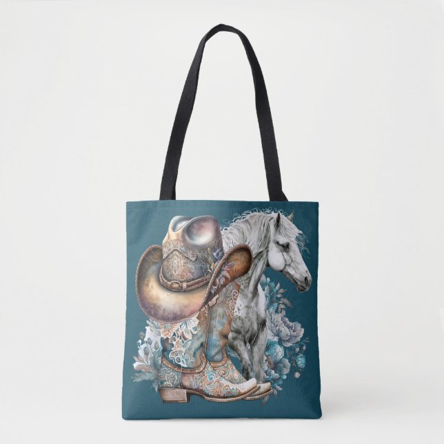 Cowgirl Cowboy Stiefel hat Blumenstrauß Western (Vorderseite)