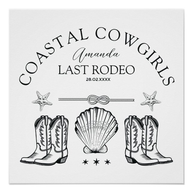 Cowgirl Cowgirl Boots Western Junggeselinnen-Absch Poster (Vorderseite)