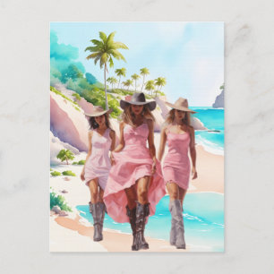 Cowgirl Cowgirl Pink Trio auf Tropical Island Postkarte
