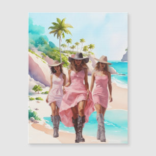 Cowgirl Cowgirl Pink Trio Tropical Island Magnet