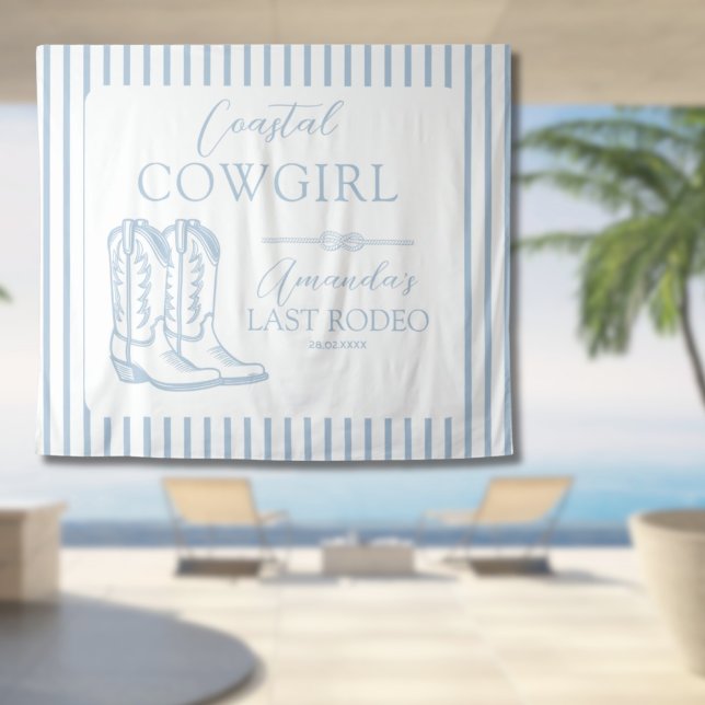 Cowgirl Cowgirl Western Blue Junggeselinnen-Abschi Wandteppich (Coastal Cowgirl Western Blue Bachelorette Party Tapestry
)
