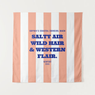 Cowgirl Cowgirl Western Flair Pink Cabana Strip Wandteppich
