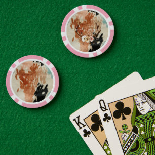 Cowgirl Cowhide Floral Deer Antlers Pokerchips