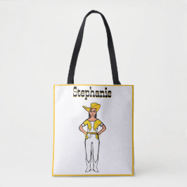 Cowgirl Dancer Tasche Weiß Gelbe Rand B