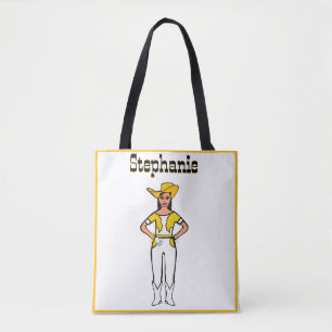 Cowgirl Dancer Tasche Weiß Gelbe Rand B