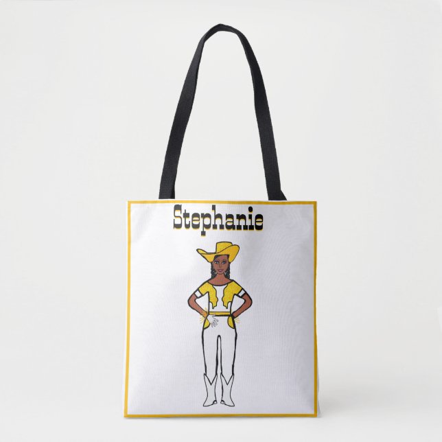 Cowgirl Dancer Tasche Weiß Gelbe Randine A (Vorderseite)