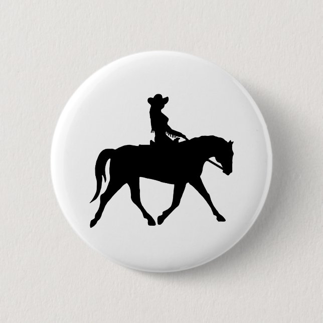 Cowgirl, das ihr Pferd reitet Button (Vorderseite)