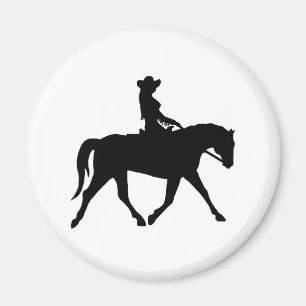 Cowgirl, das ihr Pferd reitet Magnet