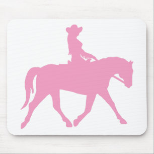 Cowgirl, das ihr Pferd (Rosa, reitet) Mousepad
