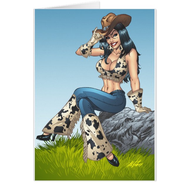 Cowgirl, das ihre Cowboyhut-Illustration spitzt (Vorne)