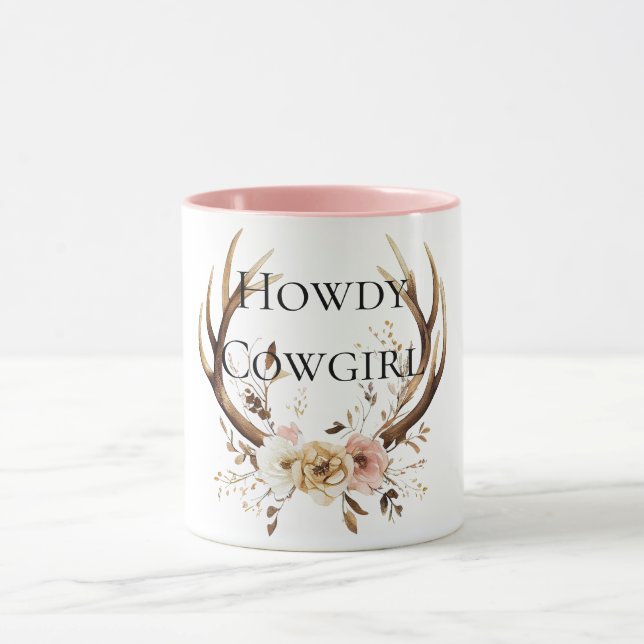 Cowgirl Deer Antlers Floral Tasse (Zentrum)