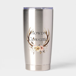 Cowgirl Deer Antlers Floral Thermobecher