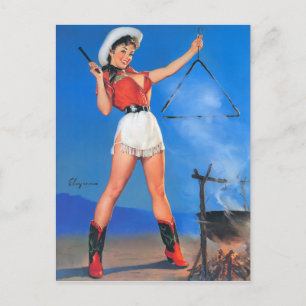 Cowgirl Dinner Time Pin Up Postkarte