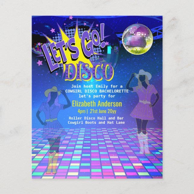 Cowgirl Disco Bachelorette Lasse letzte Runde Rode Flyer (Vorne)