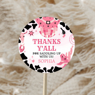 Cowgirl Disco Geburtstagsparty Runder Aufkleber