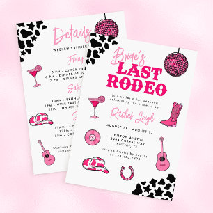 Cowgirl Disco Letztes Rodeo Junggesellinnenabschie Einladung