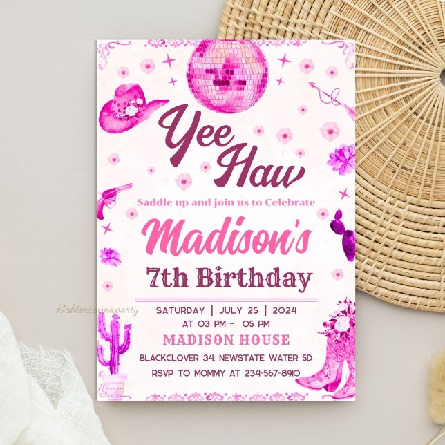 Cowgirl Disco Party Editable Einladung (Cowgirl Disco Party Editable Invitation
)