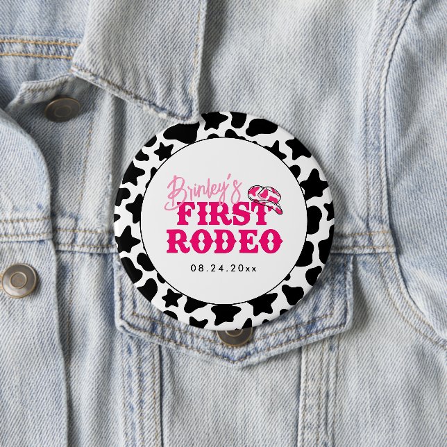 Cowgirl Disco Pink First Rodeo Button (Beispiel)