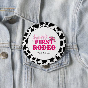 Cowgirl Disco Pink First Rodeo Button