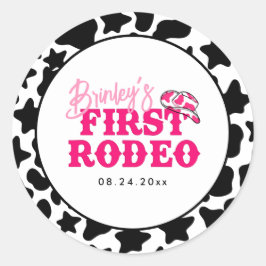 Cowgirl Disco Pink First Rodeo Runder Aufkleber