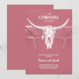Cowgirl Dusty Pink Western Country Baby Shower Einladung