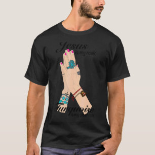 Cowgirl Edelstein Jesus Türkis Ist Mein Fels Weste T-Shirt